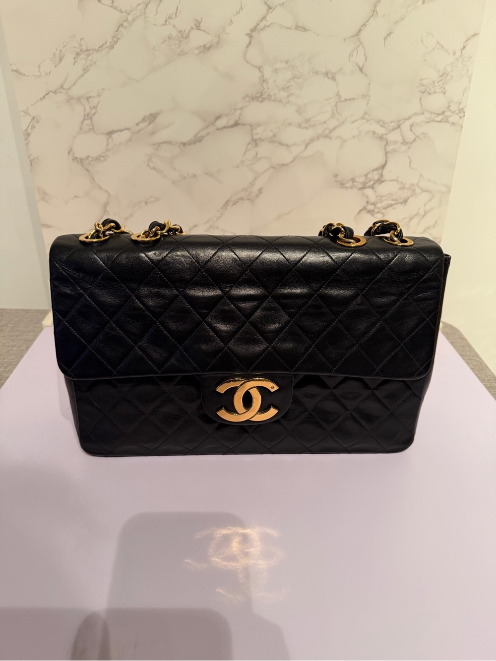 CHANEL Black Quilted Shoulder Bag with Gold Hardware